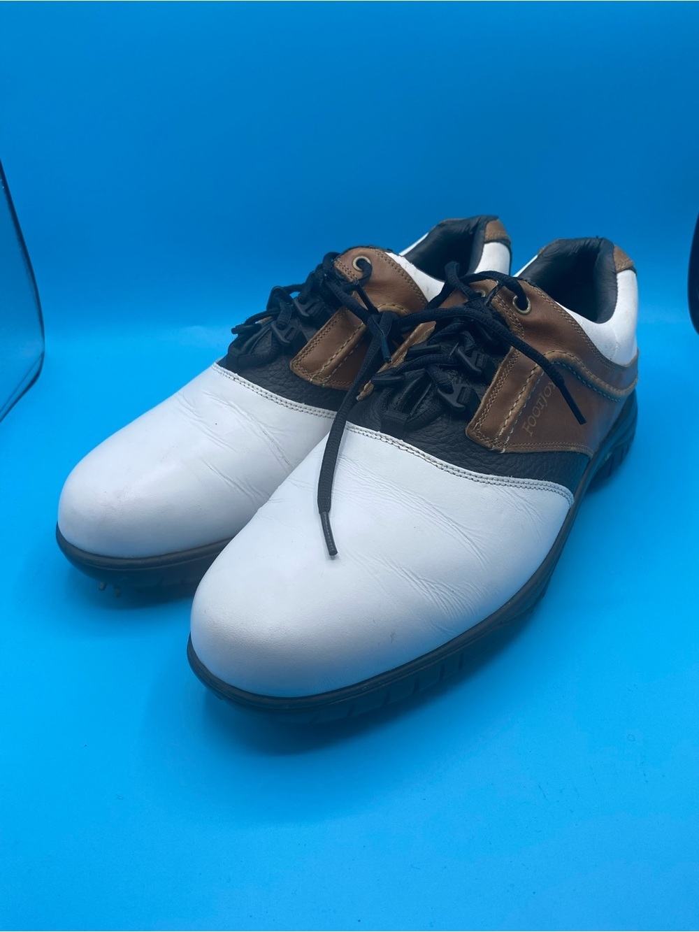 FootJoy Contour Series men's white and brown leather golf shoes - Picture 4 of 4